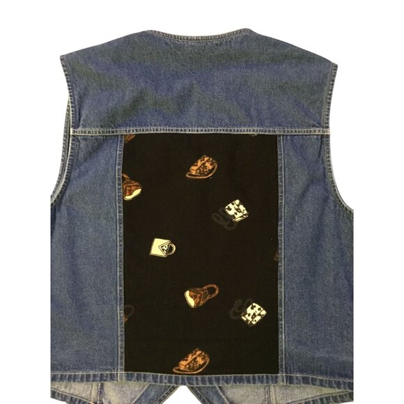 Stonebridge Denim Vest Womens XL Purse Print Western Button Front Used - Picture 4 of 16